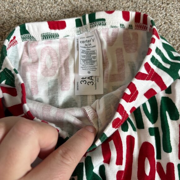Carters Christmas PJs 3T Pajamas Holly Jolly White Red Green - Picture 5 of 6
